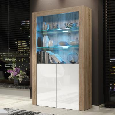 The Range Spectrum Display Cabinet 170cm - Oak & White