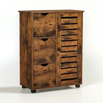 The Range Industrial Bathroom Cabinet with 3 Drawers - Brown