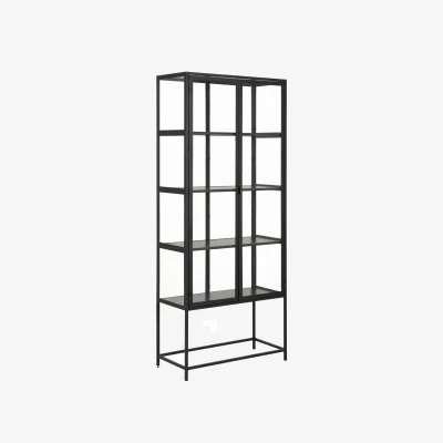 The Range Seaford Tall Black Metal 2 Door Display Cabinet - Black