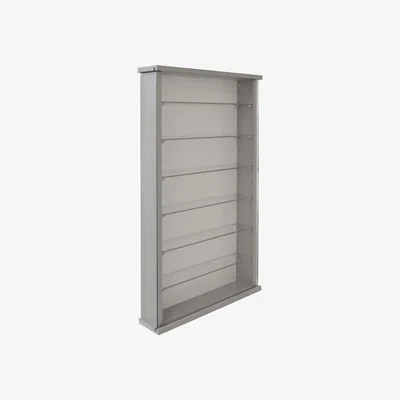 The Range Wall Display Cabinet Wood 6 Glass Shelves - Grey - Grey
