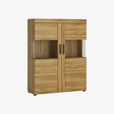 The Range LarkwoodLow Wide 2-Door Display Cabinet in Grandson Oak Matt Finish - Jackson Hickory Oak