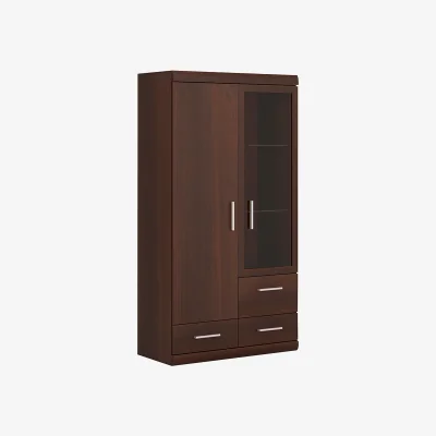 The Range Imperial 2 Door 3 Drawer Glazed Display Cabinet in Dark Mahogany Melamine - Dark Mahogany