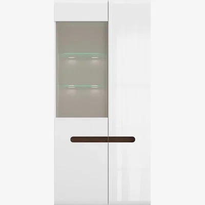 The Range Azteca Glass Display Cabinet Showcase Unit LED Light - White High Gloss