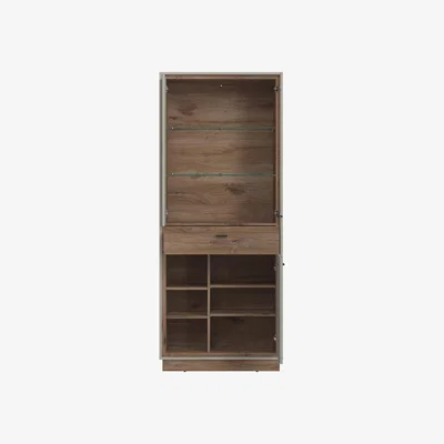 The Range Rivero Wide Display Cabinet - Oak & Grey