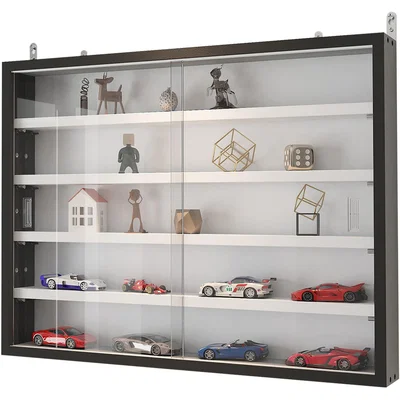 The Range Wall Mounted Glass Display Cabinet  - Black