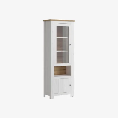 The Range Celesto 2 Door Display Cabinet in White and Oak - White & Oak