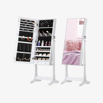 The Range NAMIP Jewelry Cabinet With Full-Length Mirror - White