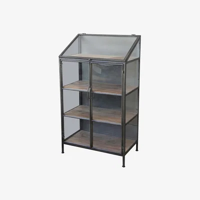 Rockett St George Antique Brass Glass Display Cabinet