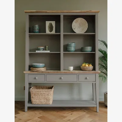 The Range Florence Display Cabinet, Console Table and Hutch - White - Dove Grey