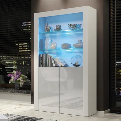 The Range Spectrum Display Cabinet 170cm - White & Grey