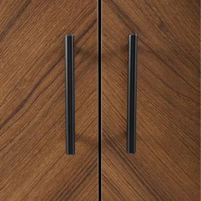 The Range Storage Display Cabinet, 2 Doors Cupboard Glass, Home Office Bookshelf - Brown