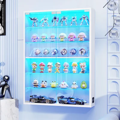 The Range BROTTAR 6-Tier Wall Display Case with Glass Doors - White