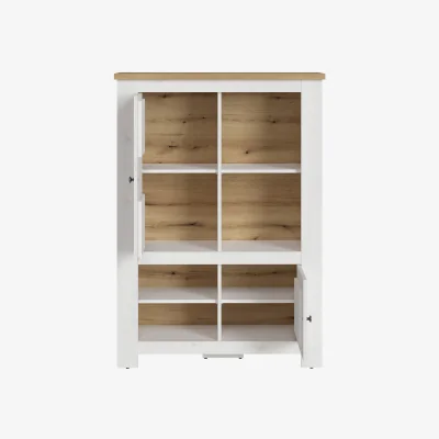The Range Celesto 2 Door 4 Shelves Display Cabinet inc. 2x LED Lights in White and Oak - White & Oak
