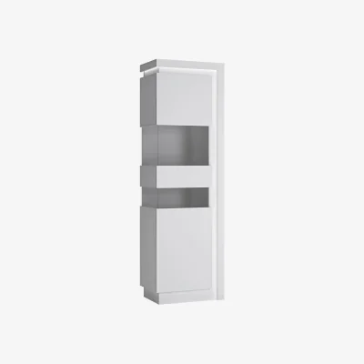 The Range Lyon Tall Narrow Display Cabinet (LHD) (including LED lighting) in White and High Gloss - White