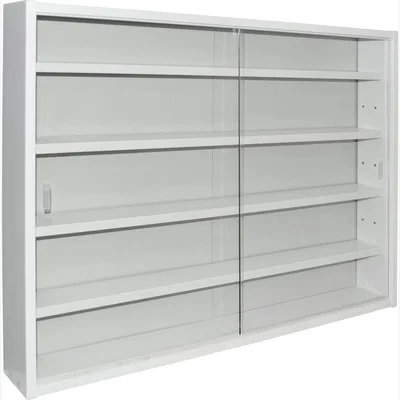 The Range REVEAL - 4 Shelf Glass Wall Collectors Display Cabinet - White - White