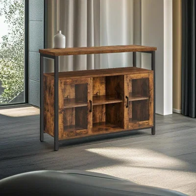 The Range Industrial Display Cabinet with Cupboards - Brown