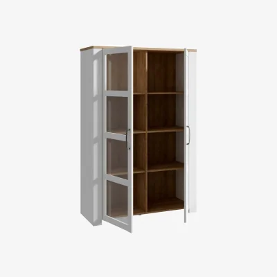 The Range Bramblecroft White & Riviera Oak 2-Door Display Cabinet - White