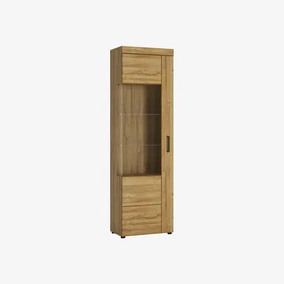The Range Cortina Tall Glazed Display Cabinet (LH) in Grandson Oak - Grandson Oak