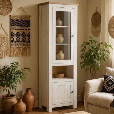 The Range Tipsyfern 2 Door Display Cabinet Matt Natural - Matt white and natural oak