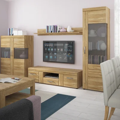 The Range Cortina Tall Glazed Display Cabinet (RH) in Grandson Oak - Grandson Oak