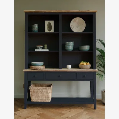 The Range Florence Display Cabinet, Console Table and Hutch - White - Navy Blue