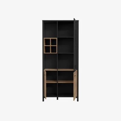 The Range Wyld Haus Egtved 3-Door Display Cabinet - Riviera Oak & Black - Riviera oak and black