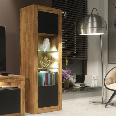 The Range Illume Display Cabinet 170cm - Dark Oak & Black (MATT)