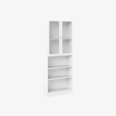 The Range Basic Tall Wide Display Cabinet (4 Shelves) with 2 Glass Doors - White