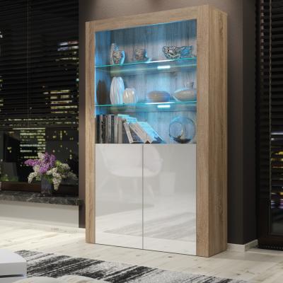The Range Spectrum Modern Display Cabinet - Oak & White