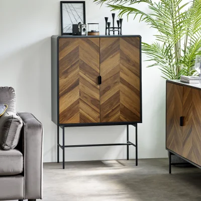 The Range Alvin 2 Door Storage Cabinet - Black and Natural Brown Wood