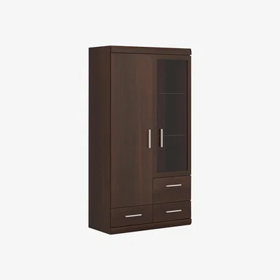 The Range Kiel Two Door Three Drawer Glazed Display Cabinet - Dark Mahogany
