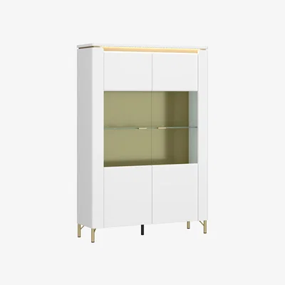 The Range Lazio Vitrin 2 Door in Alpine White/White Gloss - Alpine White & White