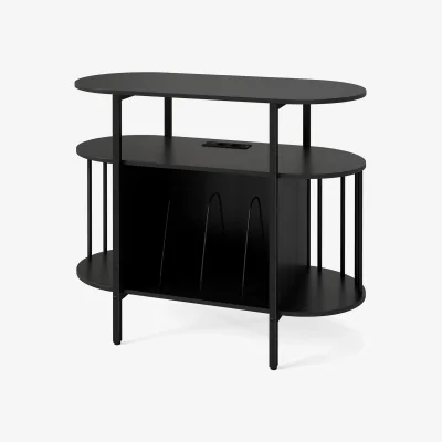 The Range Large Turntable Record Player Stand with LED Lights-Brown - Black