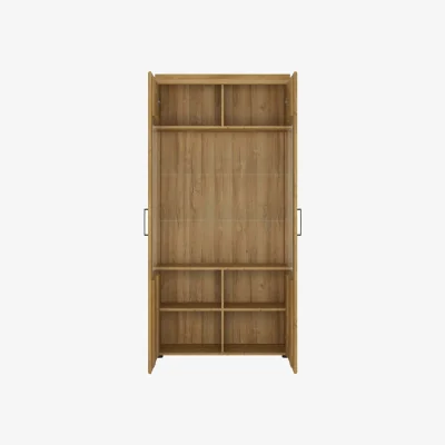 The Range Larkwood Tall Wide 2-Door Glazed Grandson Oak Display Cabinet - Natural Oak