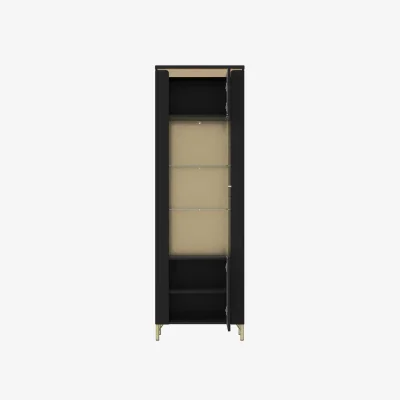 The Range Marslet Narrow Black and Gold Display Cabinet 1 Door with LED - Black and Gold