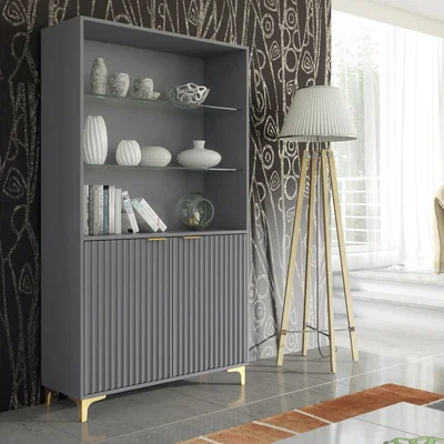 The Range Tide Crest Display Cabinet 175cm - Dark Grey