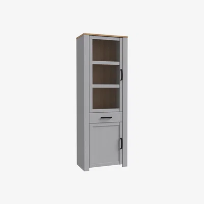 The Range Bohol 2 Door 1 Drawer Narrow Display Cabinet - Riviera Oak & Grey Oak