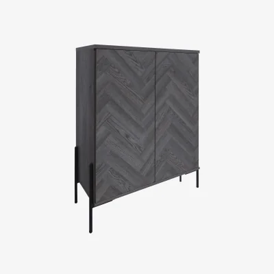 The Range Charlene Highboard with 2 doors in Grey Fish OakGrey Oak - Grey Oak Fishbone/Grey Oak