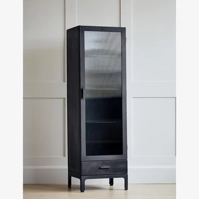 Rose & Grey Black Fluted Glass Single Display Cabinet