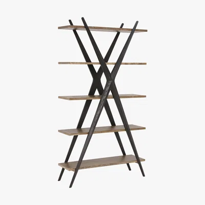 Barker and Stonehouse Sam Cross Shelving Unit, Burnt Oak and Ebony
