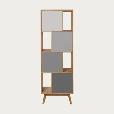Bombinate.com Oak/Grey Avon Bookcase Narrow Standard