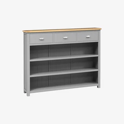 The Cotswold Company Sussex Storm Grey Low and Wide Bookcase