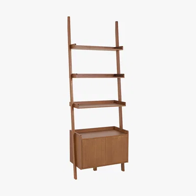 Habitat Jessie Walnut Leaning Bookcase With Storage, Walnut