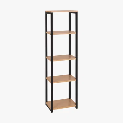 Habitat Nathan Black And Bamboo Narrow Bookcase, Bamboo