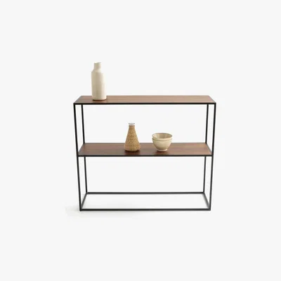 La Redoute Walnut Double Console Shelf Unit
