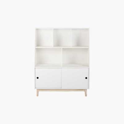 Maisons du Monde White Bookcase with 2 Sliding Doors Joy