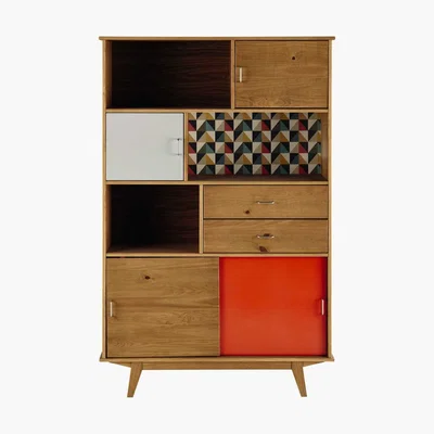 Maisons du Monde Multicoloured Vintage-Style 2-Drawer 4-Door Bookcase Paulette