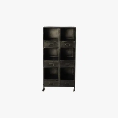 Maisons du Monde Metal Industrial 6-Drawer Shelf Unit on Castors Clayton