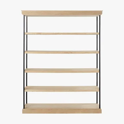 Maisons du Monde Black and Natural Shelving Unit Faubourg