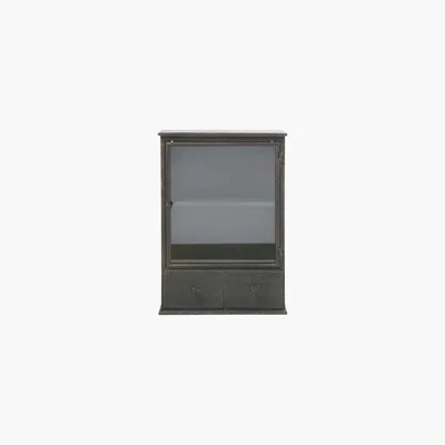 Maisons du Monde Aged-Effect Black Metal 2-Drawer Shelving Unit